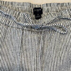 J. Crew Linen-blend slim drawstring pant Color: Black and White Stripe, Size 2